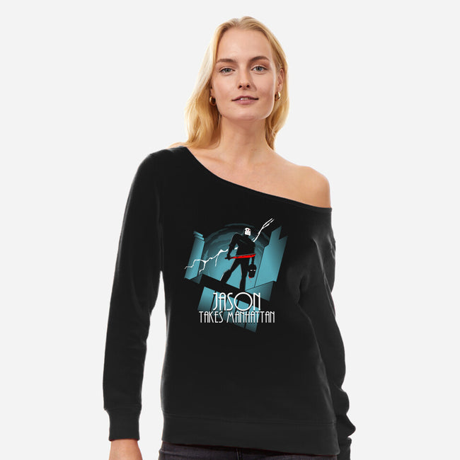 The Animated Slasher-womens off shoulder sweatshirt-goodidearyan