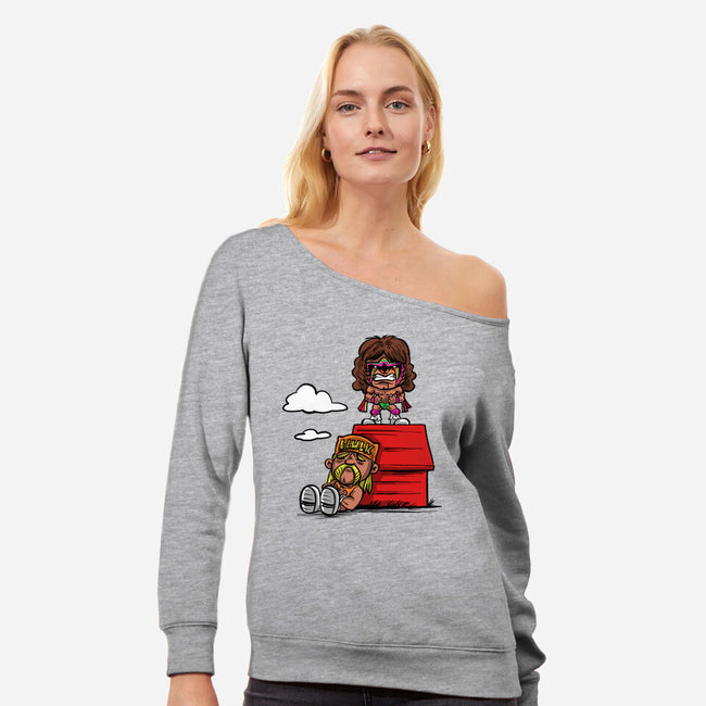 Wrestling Nuts-womens off shoulder sweatshirt-zascanauta