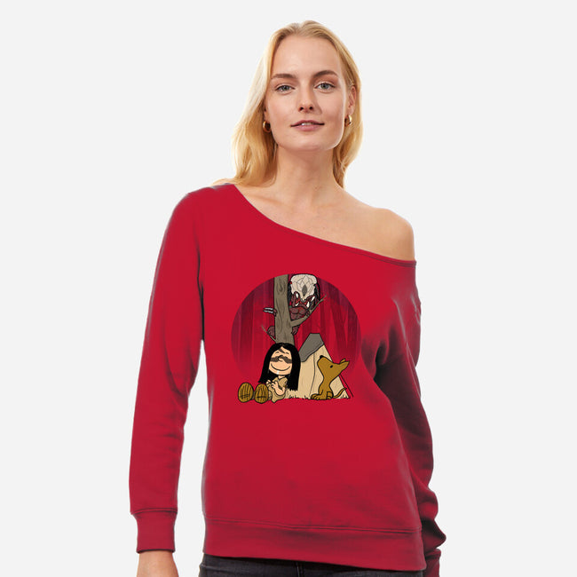 PreyNuts-womens off shoulder sweatshirt-MarianoSan