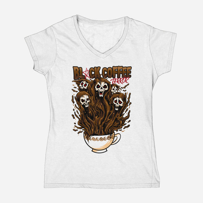 Black Coffee Terror-womens v-neck tee-spoilerinc