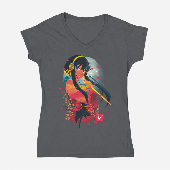 Yor Ukiyo E-womens v-neck tee-dandingeroz