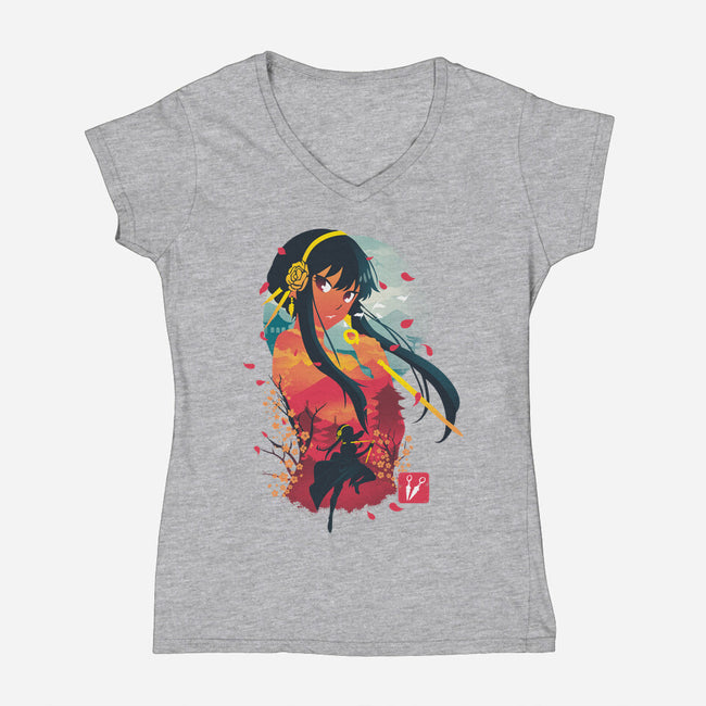 Yor Ukiyo E-womens v-neck tee-dandingeroz