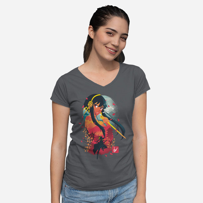 Yor Ukiyo E-womens v-neck tee-dandingeroz