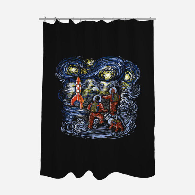Starry Moon-none polyester shower curtain-zascanauta