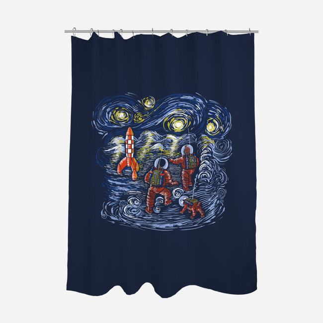 Starry Moon-none polyester shower curtain-zascanauta