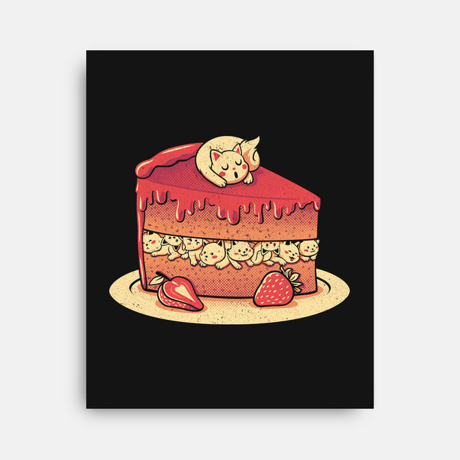 Strawberry Kitten Cake-none stretched canvas-tobefonseca