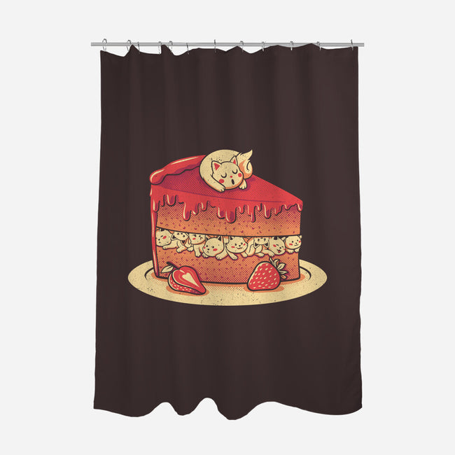 Strawberry Kitten Cake-none polyester shower curtain-tobefonseca