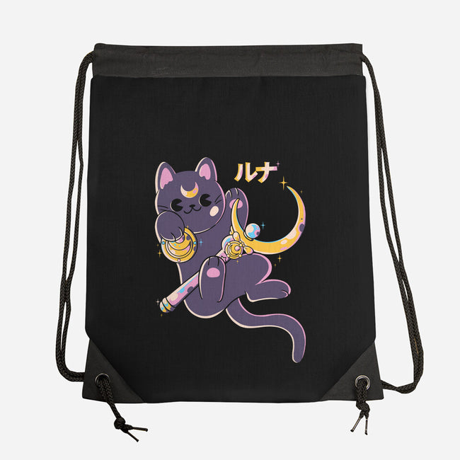 The Moon Cat-none drawstring bag-Douglasstencil