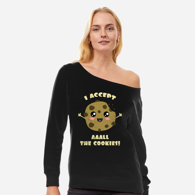 I Accept All The Cookies-womens off shoulder sweatshirt-BridgeWalker