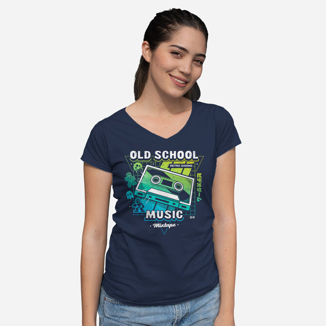 Retro Gaming Music-womens v-neck tee-Logozaste