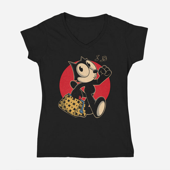 Keep Walking-womens v-neck tee-Gomsky