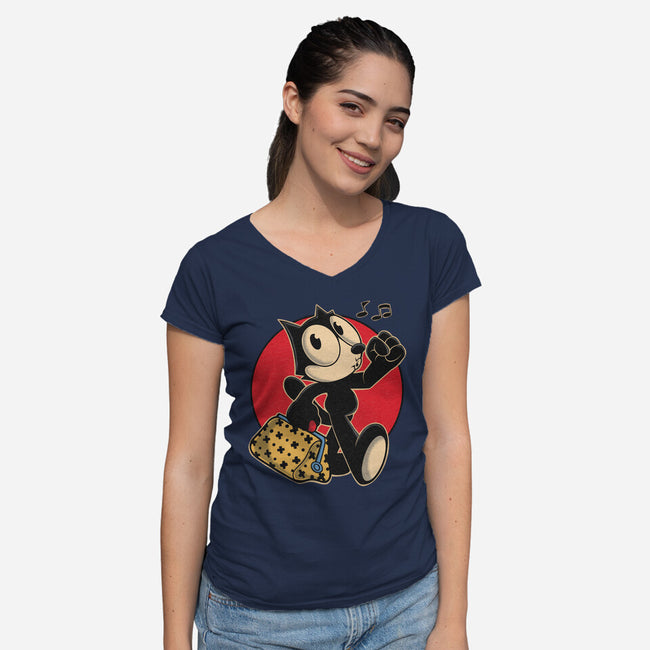 Keep Walking-womens v-neck tee-Gomsky