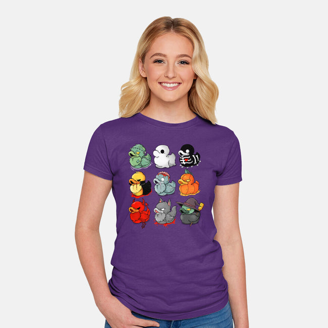 Halloween Duck-womens fitted tee-Vallina84