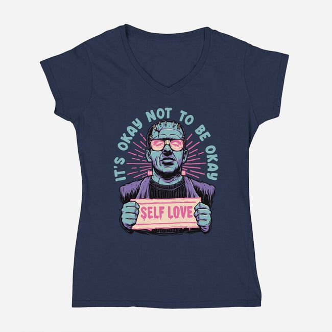 Self Love Frankie-womens v-neck tee-momma_gorilla