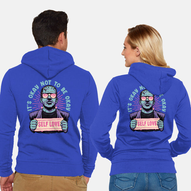 Self Love Frankie-unisex zip-up sweatshirt-momma_gorilla