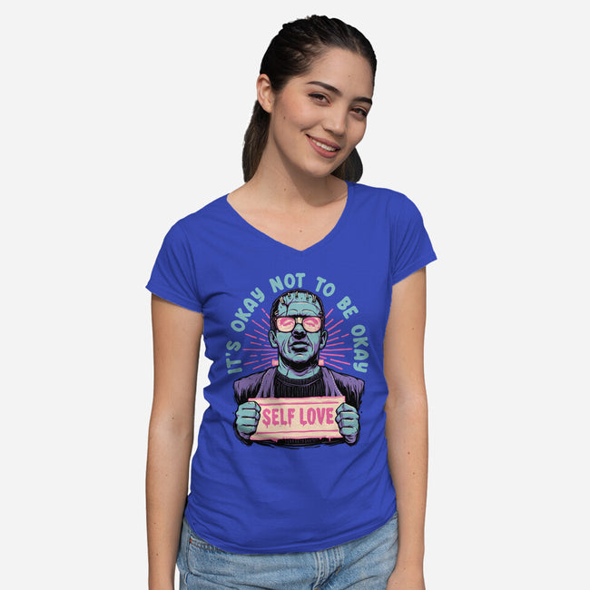 Self Love Frankie-womens v-neck tee-momma_gorilla