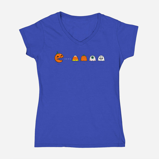PAC-LLOWEEN-womens v-neck tee-krisren28