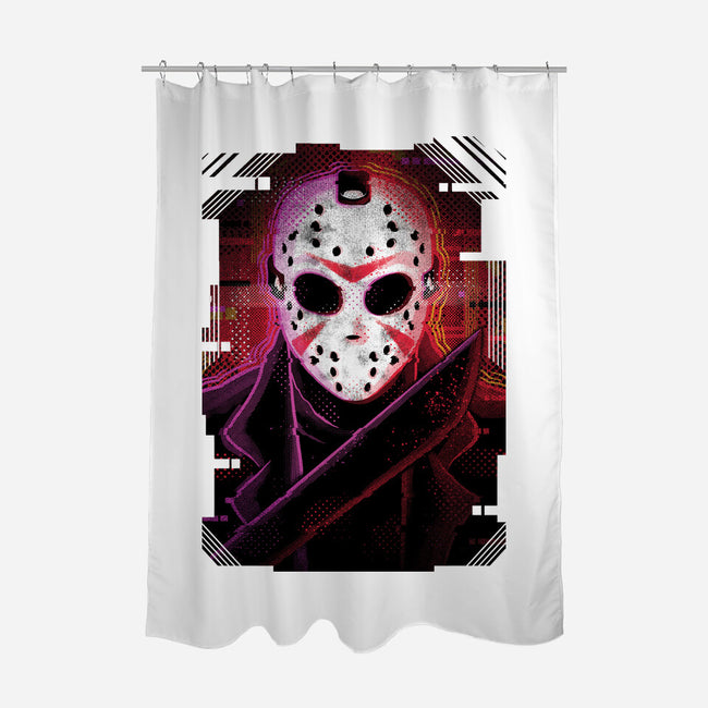 Jason Glitch-none polyester shower curtain-danielmorris1993