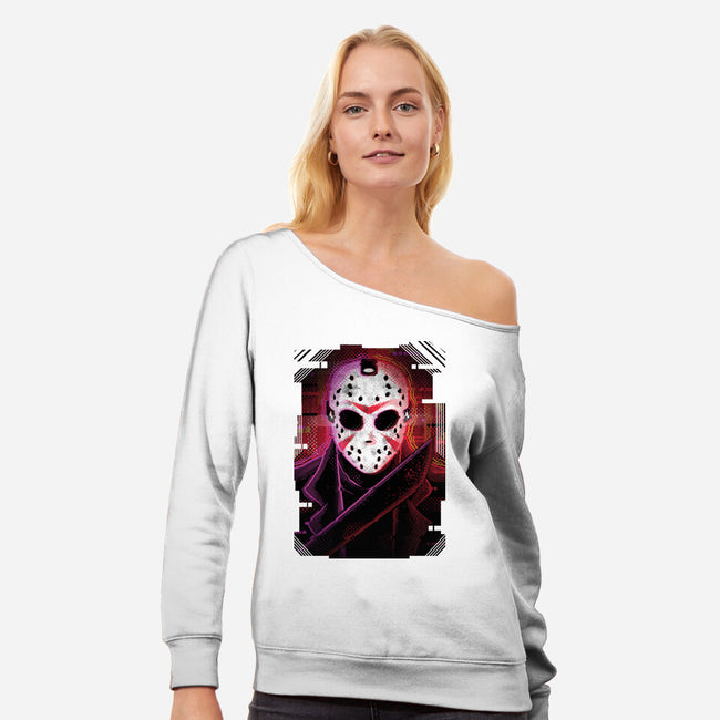 Jason Glitch-womens off shoulder sweatshirt-danielmorris1993