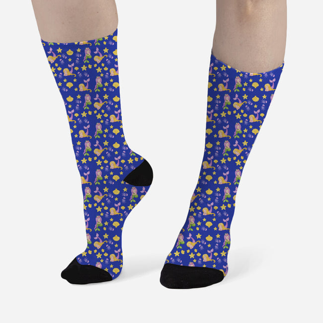 Mermaids-unisex all over print crew socks-Pod Bloom
