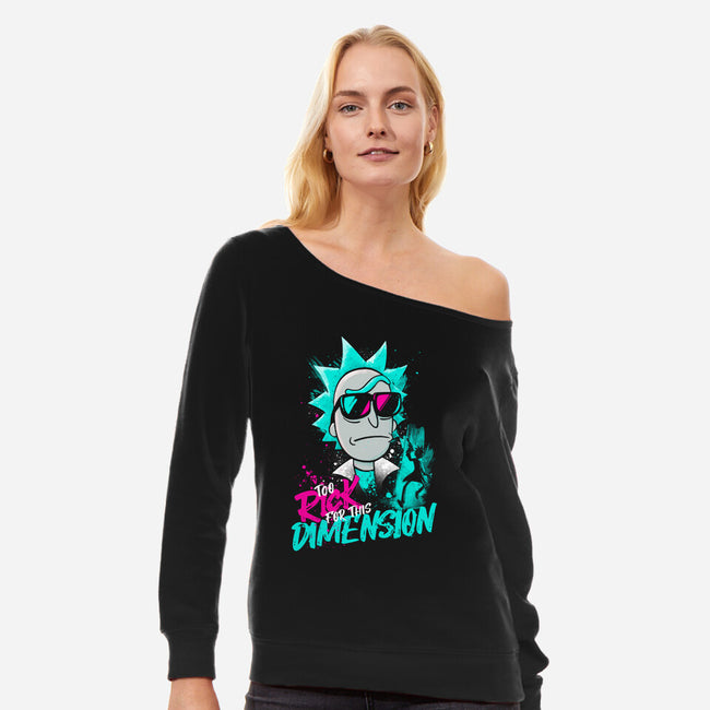 Too Rick For This Dimension-womens off shoulder sweatshirt-teesgeex