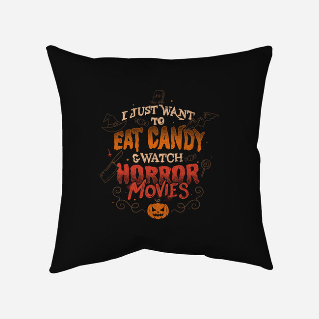 Candy And Horror Movies-none removable cover w insert throw pillow-eduely