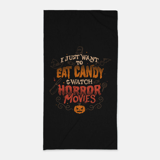 Candy And Horror Movies-none beach towel-eduely