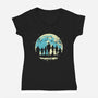 Addams Moon-womens v-neck tee-turborat14