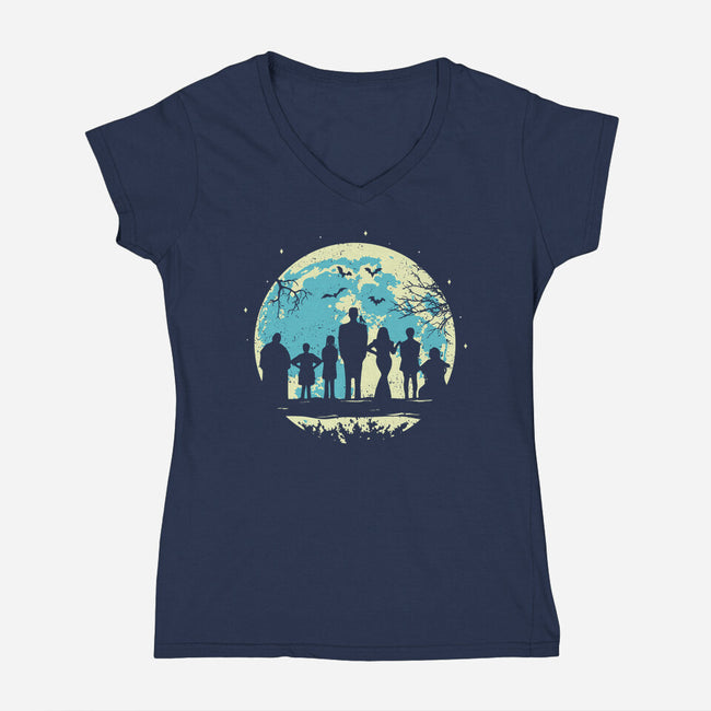 Addams Moon-womens v-neck tee-turborat14