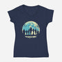 Addams Moon-womens v-neck tee-turborat14