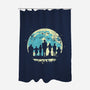 Addams Moon-none polyester shower curtain-turborat14