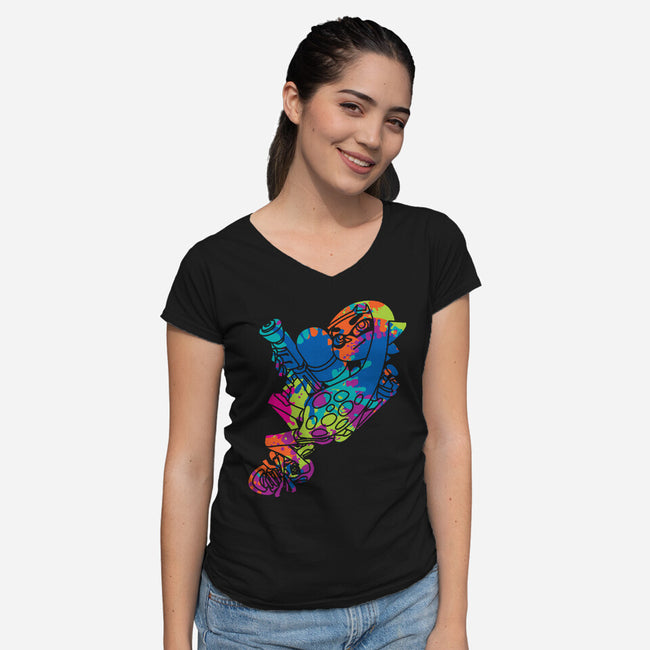 Splatter Girl-womens v-neck tee-dalethesk8er