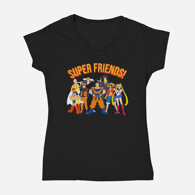 Super Anime Friends-womens v-neck tee-Gomsky