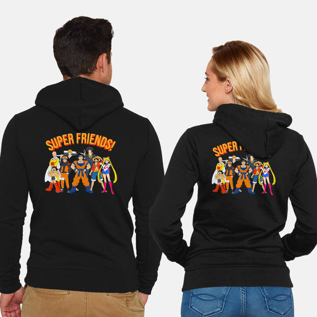 Super Anime Friends-unisex zip-up sweatshirt-Gomsky