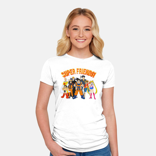 Super Anime Friends-womens fitted tee-Gomsky