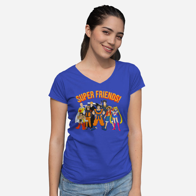 Super Anime Friends-womens v-neck tee-Gomsky
