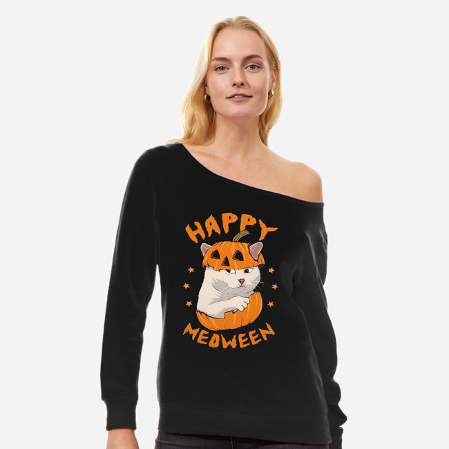 Happy Meoween-womens off shoulder sweatshirt-marsdkart