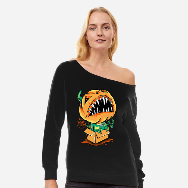 Horror Pet-womens off shoulder sweatshirt-spoilerinc