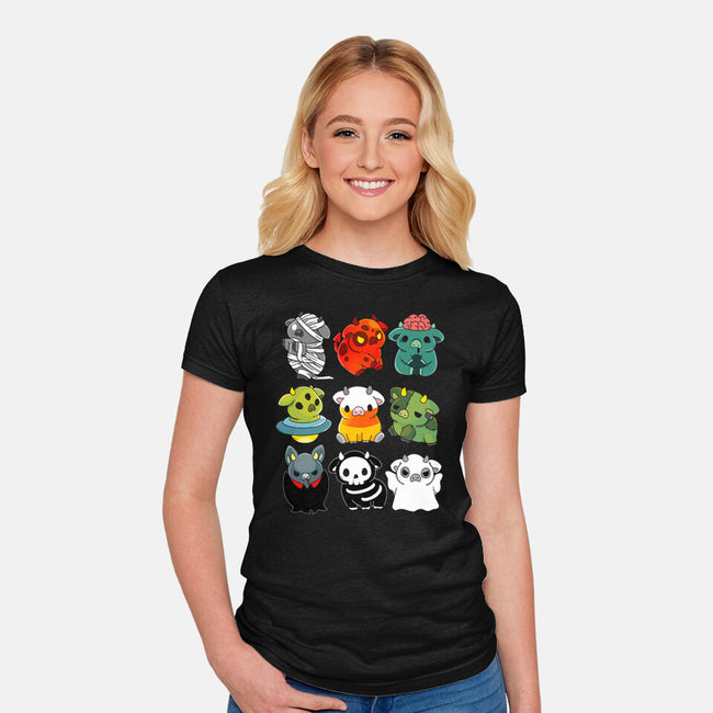 Halloween Cow-womens fitted tee-Vallina84