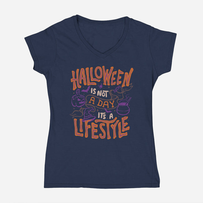 Halloween Is Not A Day-womens v-neck tee-eduely