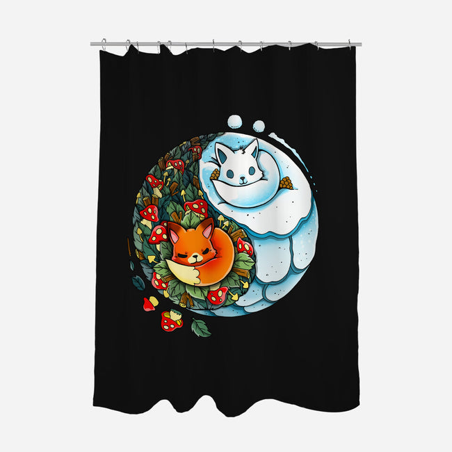 YinYang Foxes-none polyester shower curtain-Vallina84