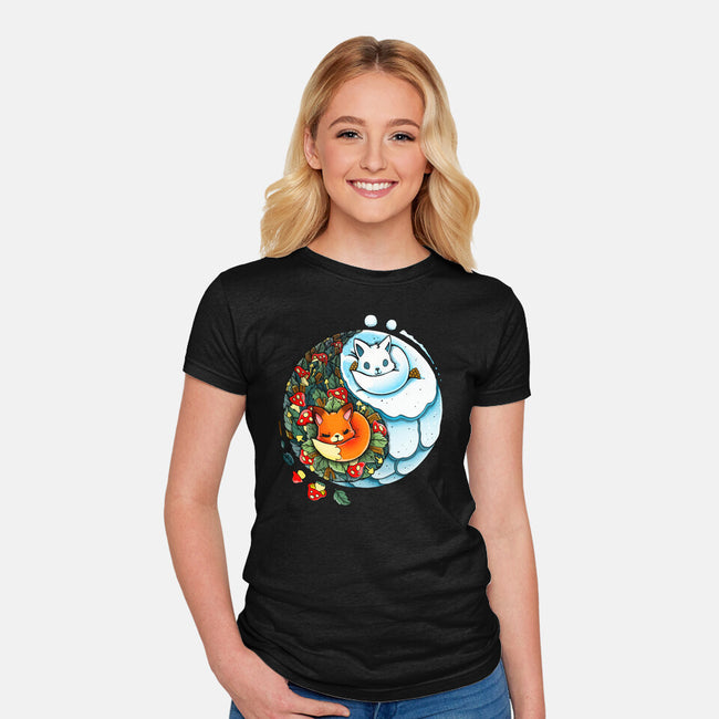 YinYang Foxes-womens fitted tee-Vallina84