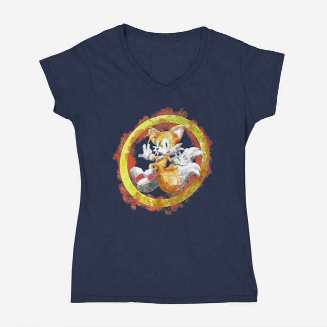 Tails Splash-womens v-neck tee-nickzzarto