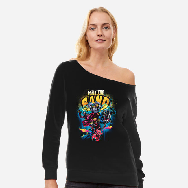Spider Band-womens off shoulder sweatshirt-Conjura Geek