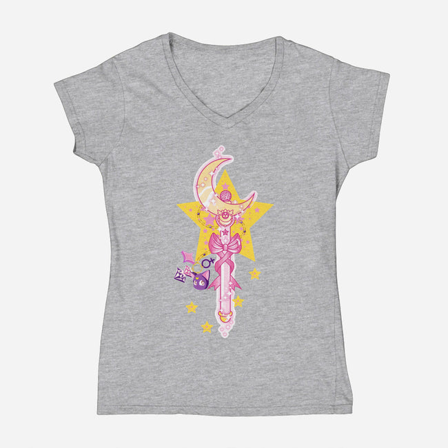 Moon Star-womens v-neck tee-LSSB