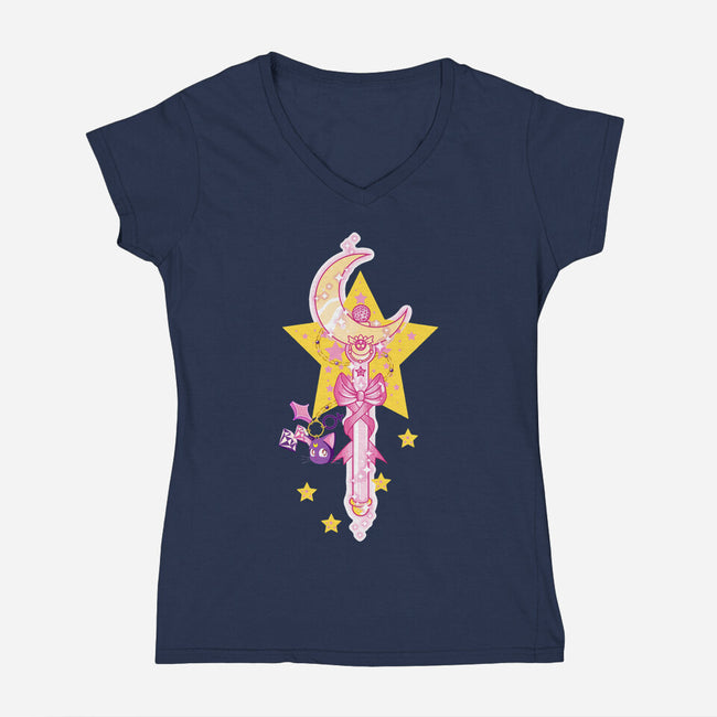 Moon Star-womens v-neck tee-LSSB