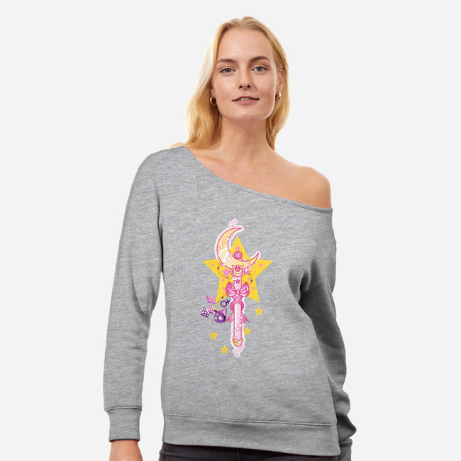 Moon Star-womens off shoulder sweatshirt-LSSB