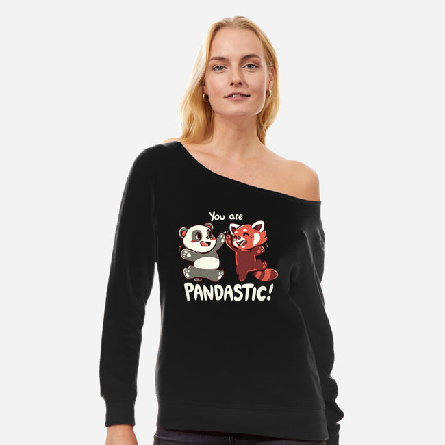 You Are Pandastic-womens off shoulder sweatshirt-TechraNova