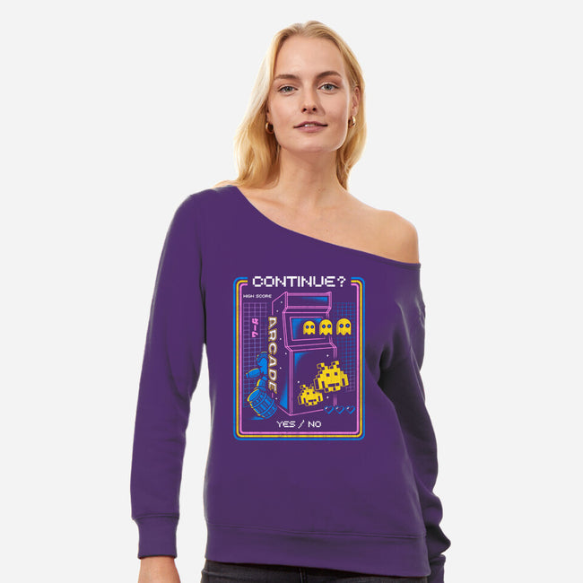 Retro Arcade Gaming-womens off shoulder sweatshirt-Logozaste