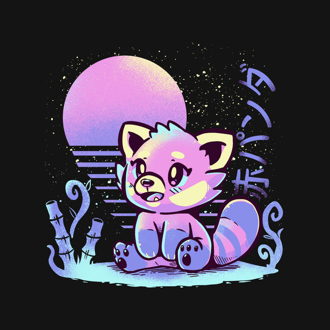 Retrowave Red Panda-none polyester shower curtain-TechraNova